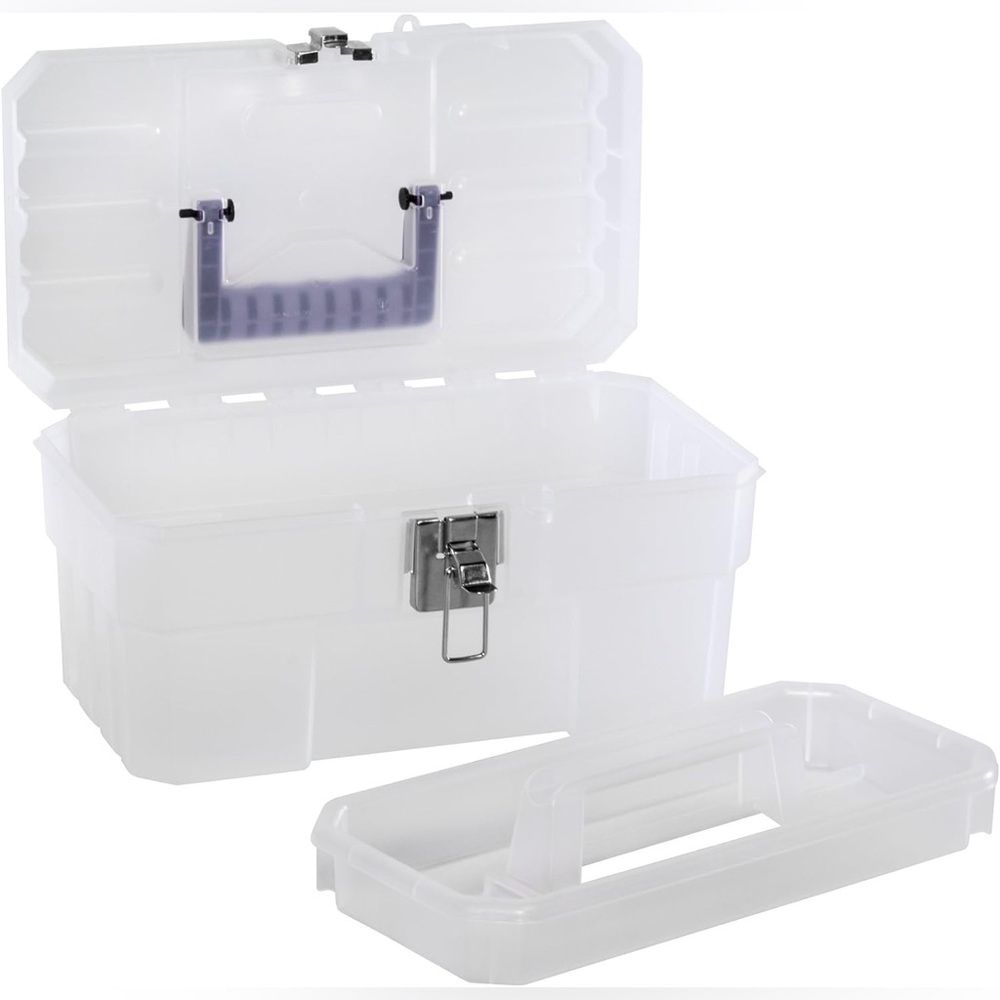 Plastic Art/Craft/Medical/Tool Storage Box - 14” clear with removable tray